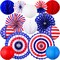 14pc Patriotic Paper Decor Set - Red, White & Blue Fans, Lanterns & Honeycomb Balls